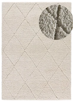 Outlet Atticgo Tapis intérieur blanc rectangulaire shaggy 60x120 cm ATESA