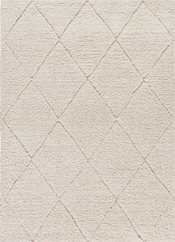 Outlet Atticgo Tapis intérieur blanc rectangulaire shaggy 60x120 cm ATESA