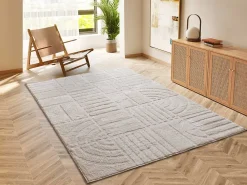 Sale Atticgo Tapis intérieur blanc rectangulaire géometrique 140x200 cm BLANCHE
