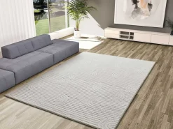 Atticgo Tapis intérieur crème rectangulaire géometrique avec relief 160x230 cm ESTILO* Tapis Pour Salon