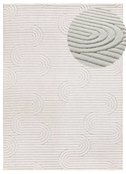 Atticgo Tapis intérieur crème rectangulaire géometrique avec relief 160x230 cm ESTILO* Tapis Pour Salon