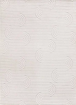 Atticgo Tapis intérieur crème rectangulaire géometrique avec relief 160x230 cm ESTILO* Tapis Pour Salon