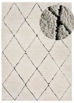 Atticgo Tapis intérieur crème rectangulaire shaggy 160x230 cm ATESA* Tapis Uni
