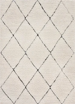 Atticgo Tapis intérieur crème rectangulaire shaggy 160x230 cm ATESA* Tapis Uni