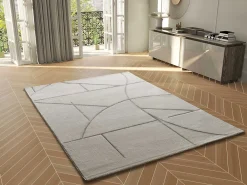 Atticgo Tapis intérieur crème rectangulaire géométrique 160x230 cm LENA* Tapis Pour Salon