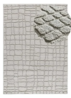 Atticgo Tapis intérieur gris rectangulaire scandinave avec relief 64x120 cm JUNO* Tapis Pour Chambre