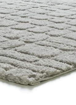 Atticgo Tapis intérieur gris rectangulaire scandinave avec relief 64x120 cm JUNO* Tapis Pour Chambre