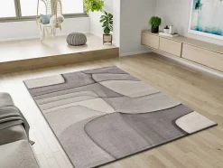Atticgo Tapis intérieur gris rectangulaire abstrait 140x200 cm MEDEL* Tapis Pour Salon