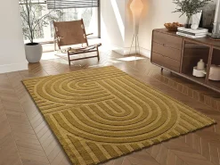 Atticgo Tapis intérieur moutarde rectangulaire scandinave 80x150 cm SNOWY