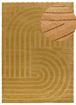 Atticgo Tapis intérieur moutarde rectangulaire scandinave 80x150 cm SNOWY