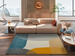 Atticgo Tapis intérieur multicolore rectangulaire géométrique 140x200 cm MONIC* Tapis Intérieur|Tapis Pour Salon