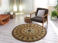 Best Atticgo Tapis intérieur multicolore rond ethnique diam.120 cm TONGA
