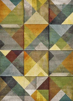Atticgo Tapis intérieur multicolore rectangulaire géométrique 120x170 cm MATRIX* Tapis Pour Salon