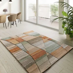 Atticgo Tapis intérieur multicolore rectangulaire abstrait 80x150 cm SORA* Tapis Pour Salon