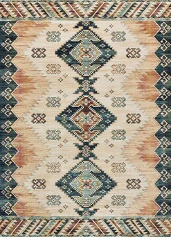 Atticgo Tapis intérieur multicolore rectangulaire éthnique 135x195 cm ANTALIA* Tapis Persan Et Berbère|Tapis Pour Salon