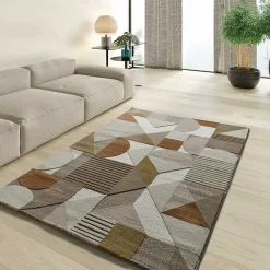 Atticgo Tapis intérieur multicolore rectangulaire géométrique 140x200 cm MELFI* Tapis Pour Salon