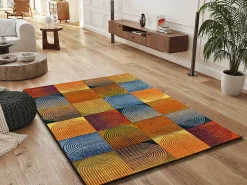 Atticgo Tapis intérieur multicolore rectangulaire géométrique 140x200 cm SYBIL