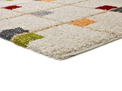 Atticgo Tapis intérieur multicolore rectangulaire shaggy géométrique 80x150 cm BREMEN* Tapis Pour Salon