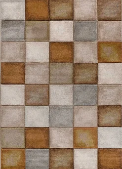 Discount Atticgo Tapis intérieur rouille rectangulaire géométrique 200x290 cm LENA