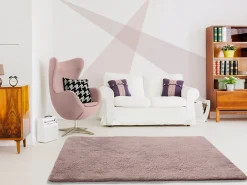 Atticgo Tapis intérieur rose poudré rectangulaire shaggy uni 200x290 cm ALPACA* Tapis Pour Salon