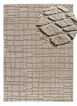 Atticgo Tapis intérieur taupe rectangulaire scandinave avec relief 126x190 cm JUNO* Tapis Pour Salon