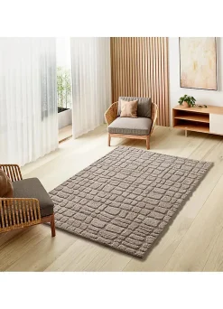 Atticgo Tapis intérieur taupe rectangulaire scandinave avec relief 190x285 cm JUNO* Tapis Pour Salon