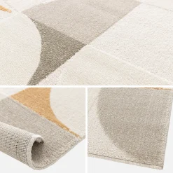 Sweeek Tapis intérieur motifs rétro poils ras crème 200 x 290cm* Tapis Intérieur|Tapis Pour Salon
