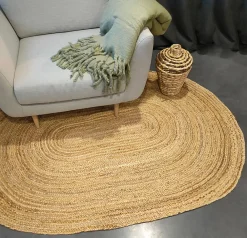 Best Norasia Tapis jute et coton ovale naturel L.170 x l.120 cm
