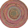 Clearance Deko & Co Tapis jute tissu recyclé multicouleur ⌀90cm