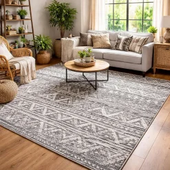 Unamourdetapis Tapis longs poils shaggy tissé motif berbère LANDA, gris, blanc* Tapis Persan Et Berbère|Tapis Pour Chambre