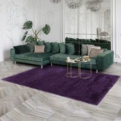 Sale Unamourdetapis Tapis longs poils shaggy tissé motif uni UNI B, Violet