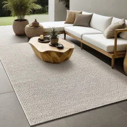 Discount The Carpet Tapis Maldives extérieur design diamant boho, Marron, 160 x 230 cm