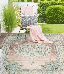 Discount The Carpet Tapis Palma extérieur Oriental, Rose, 120 x 170 cm