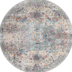 Discount The Carpet Tapis Palma extérieur Vintage, Multi, 120 cm Rond