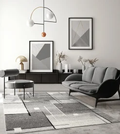 The Carpet Tapis Pearl moderne salon découpe contour, Gris, 120 x 160 cm* Tapis Pour Salon