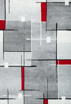 Best The Carpet Tapis Pearl moderne salon découpe contour, Gris Rouge, 240 x 330 cm