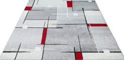 Best The Carpet Tapis Pearl moderne salon découpe contour, Gris Rouge, 240 x 330 cm