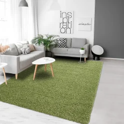 Unamourdetapis Tapis poils longs shaggy tissé motif uni UNI L, Vert* Tapis Uni
