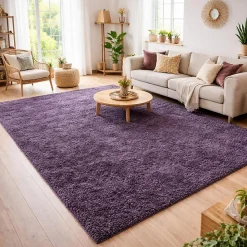 Unamourdetapis Tapis poils longs shaggy tissé motif uni UNI L, Violet* Tapis Pour Chambre
