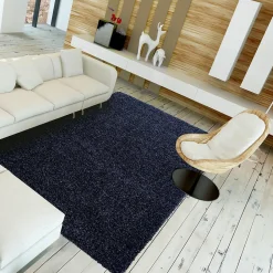 Unamourdetapis Tapis poils longs shaggy tissé motif uni UNI L, Bleu marinne* Tapis Uni