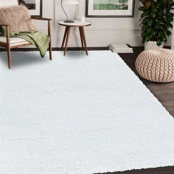 Outlet Unamourdetapis Tapis poils longs shaggy tissé motif uni UNI B, Blanc