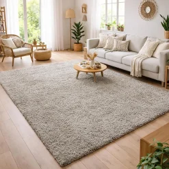 Unamourdetapis Tapis poils longs shaggy tissé motif uni UNI L, Beige