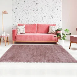 Unamourdetapis Tapis poils longs shaggy tissé motif uni UNI B, Rose* Tapis Uni