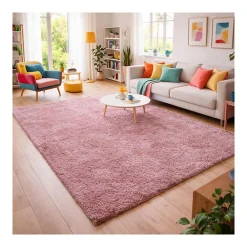 Unamourdetapis Tapis poils longs shaggy tissé motif uni UNI L, Rose* Tapis Uni
