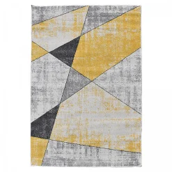 Unamourdetapis Tapis pour une chambre ou une entrée tissé motif géométrique ROSALINE, jaune, gris, écru* Tapis Pour Salon