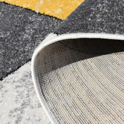 Unamourdetapis Tapis pour une chambre ou une entrée tissé motif géométrique ROSALINE, jaune, gris, écru* Tapis Pour Salon