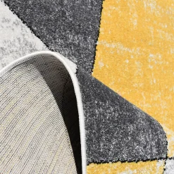 Unamourdetapis Tapis pour une chambre ou une entrée tissé motif géométrique ROSALINE, jaune, gris, écru* Tapis Pour Salon