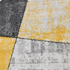 Unamourdetapis Tapis pour une chambre ou une entrée tissé motif géométrique ROSALINE, jaune, gris, écru* Tapis Pour Salon