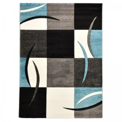 Hot Unamourdetapis Tapis pour une chambre ou une entrée tissé motif géométrique DIAVIRGULE, bleu