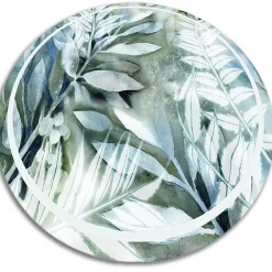 Tulup Tapis PVC rond fi90 cm Facile d'entretien Fleurs à l'aquarelle* Tapis Pour Cuisine